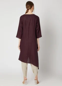 Wine Rayon Slub Kurta Set Work Wear -Mahra Clothing Shop wine rayon slub kurta set krsdvcsvts25 b
