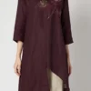 Wine Rayon Slub Kurta Set Work Wear