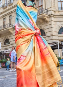 Yellow Art Silk Digital Print Saree After Six Wear