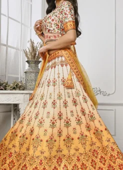 Yellow Art Silk Digital Print A Line Lehenga Festive Wear
