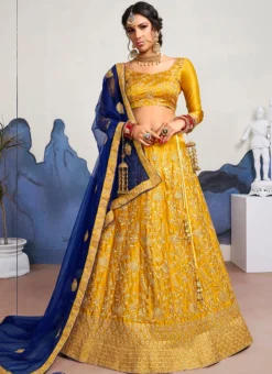 Yellow Art Silk Embroidery Umbrella Lehenga Party Wear -Mahra Clothing Shop yellow art silk embroidery umbrella lehenga ghmkns3170 u