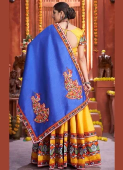 Yellow Art Silk Embroidery With Mirror Work Chaniya Choli Festive Wear -Mahra Clothing Shop yellow art silk embroidery with mirror work chaniya choli ghska46587012 b