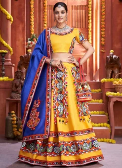 Yellow Art Silk Embroidery With Mirror Work Chaniya Choli Festive Wear -Mahra Clothing Shop yellow art silk embroidery with mirror work chaniya choli ghska46587012 u