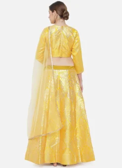 Yellow Art Silk Gota A Line Lehenga Festive Wear -Mahra Clothing Shop yellow art silk gota a line lehenga ghsrk169284 b