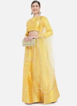 Yellow Art Silk Gota A Line Lehenga Festive Wear -Mahra Clothing Shop yellow art silk gota a line lehenga ghsrk169284 u