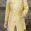 Yellow Art Silk Jacquard Indowestern Sherwani Party Wear
