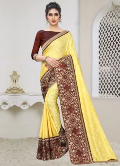 Yellow Art Silk Jacquard Saree Party Wear -Mahra Clothing Shop yellow art silk jacquard saree sasnf2004 u