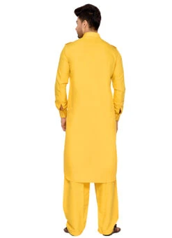 Yellow Art Silk Pathani Set -Mahra Clothing Shop yellow art silk pathani set kpmrg1560 b