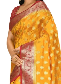 Yellow Banarasi Pure Silk Saree Festive Wear