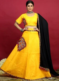 Yellow Blended Kutch N Mirror Work Chaniya Choli Festive Wear -Mahra Clothing Shop yellow blended kutch n mirror work chaniya choli ghsom2780 u
