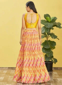Yellow Chinon Embroidered Printed Umbrella Lehenga Party Wear 7 Yellow Chinon Embroidered Printed Umbrella Lehenga Party Wear -Mahra Clothing Shop yellow chinon embroidered printed umbrella lehenga ghsacw8003 b