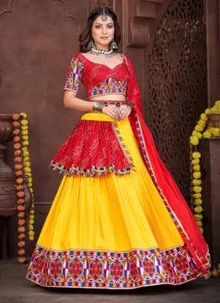 Yellow Rayon Bandhini Chaniya Choli Festive Wear -Mahra Clothing Shop yellow faux georgette bandhini chaniya choli ghsacw7520 u