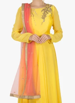 Yellow Georgette Embroidered Anarkali Suit Party Wear