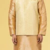 Yellow Jacquard Silk Nehru Jacket