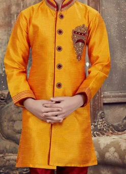 Mustard Kids Embroidered Kurta Pyjama