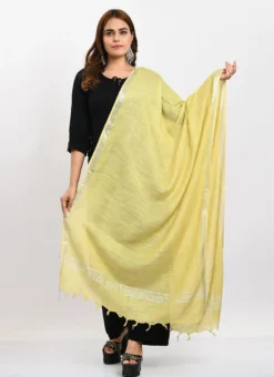 Yellow Linen Cotton Dupatta Work Wear -Mahra Clothing Shop yellow linen cotton dupatta dpdmimfd169 u