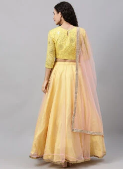 Yellow N Peach Embroidered Lehenga Set Party Wear -Mahra Clothing Shop yellow n peach embroidered lehenga set GHBS02001200 b