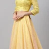 Yellow N Peach Embroidered Lehenga Set Party Wear