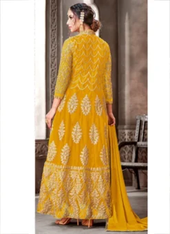 Yellow Net Embroidered N Sequins Anarkali Suit Party Wear -Mahra Clothing Shop yellow net embroidered n sequins anarkali suit slsak29341111e b