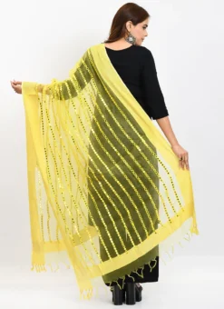 Yellow Organza Cotton Mirror Embroidery Dupatta Work Wear -Mahra Clothing Shop yellow organza cotton mirror embroidery dupatta dpdmimfd130 b
