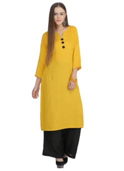 Yellow Plain Kurta Palazzo Set After Six Wear -Mahra Clothing Shop yellow plain palazzo set iwsudsnsbph1 u