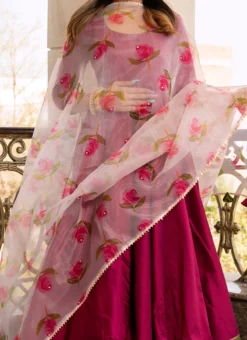 Magenta Pure Cotton Gota Patti Work Anarkai Suit Party Wear