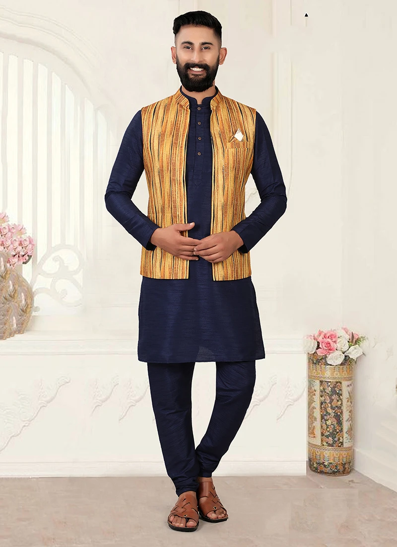 Yellow Rayon Digital Printed Nehru Jacket 2 Yellow Rayon Digital Printed Nehru Jacket - Image 2