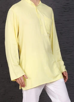 Yellow Viscose Cotton Kurta