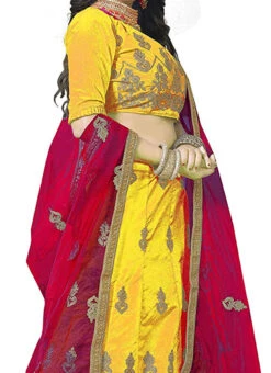 Yellow Zoya Silk Embroidered A Line Lehenga Party Wear