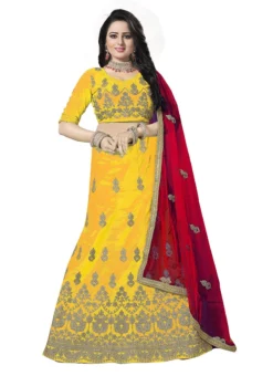 Yellow Zoya Silk Embroidered A Line Lehenga Party Wear -Mahra Clothing Shop yellow zoya silk embroidered a line lehenga ghssit517 u