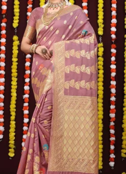 Zari Weaving Work Lavender Color Patola Silk Saree Party Wear