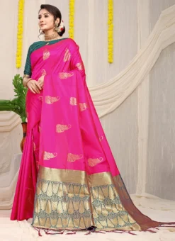 Zari Weaving Work Pink Color Soft Patola Silk Saree Party Wear -Mahra Clothing Shop zari weaving work pink color soft patola silk saree sasom110832 u