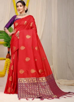 Zari Weaving Work Red Color Patola Silk Saree Party Wear -Mahra Clothing Shop zari weaving work red color patola silk saree sasom110951 u