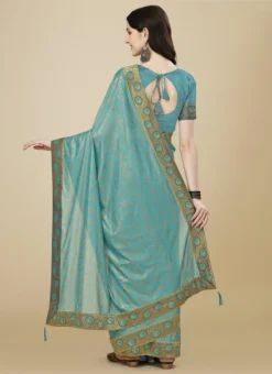 Zari Work Rama Blue Color Lycra Saree Festive Wear 7 Zari Work Rama Blue Color Lycra Saree Festive Wear -Mahra Clothing Shop zari work rama blue color lycra saree sasbhlgs9438j b